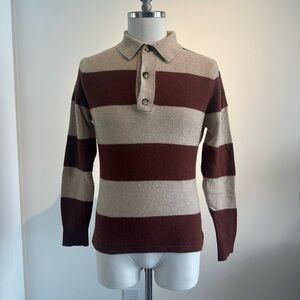 J. Crew Brown and Tan Striped Polo Shirt